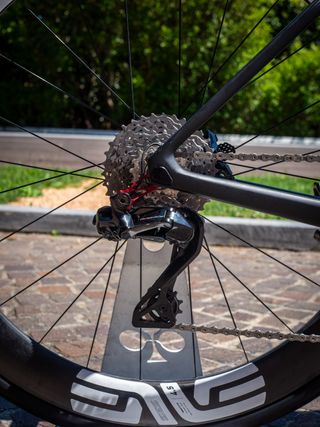 Pogačar is using Shimano's 11-34 12-speed cassette to give the widest spread of gears possible