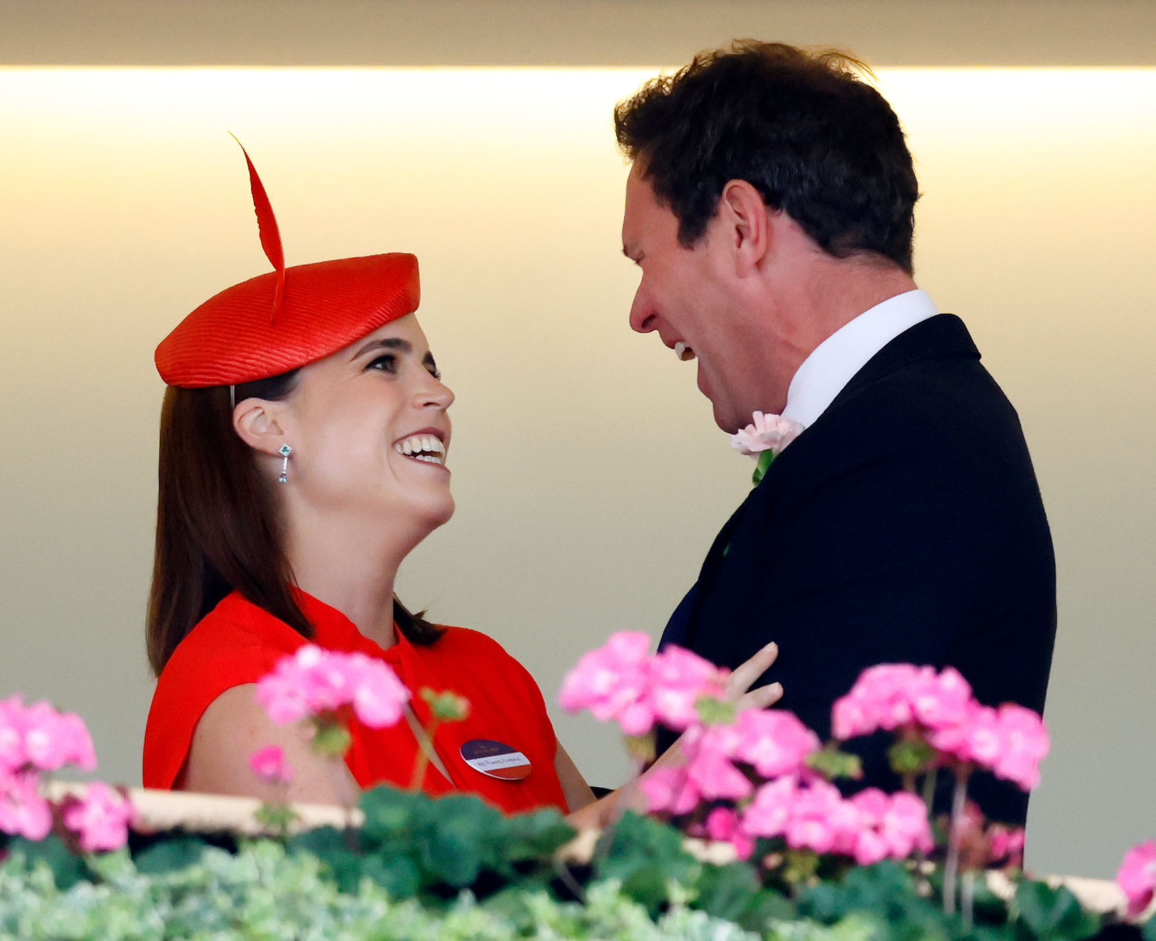 Princess Eugenie smiling at Jack Brooksbank