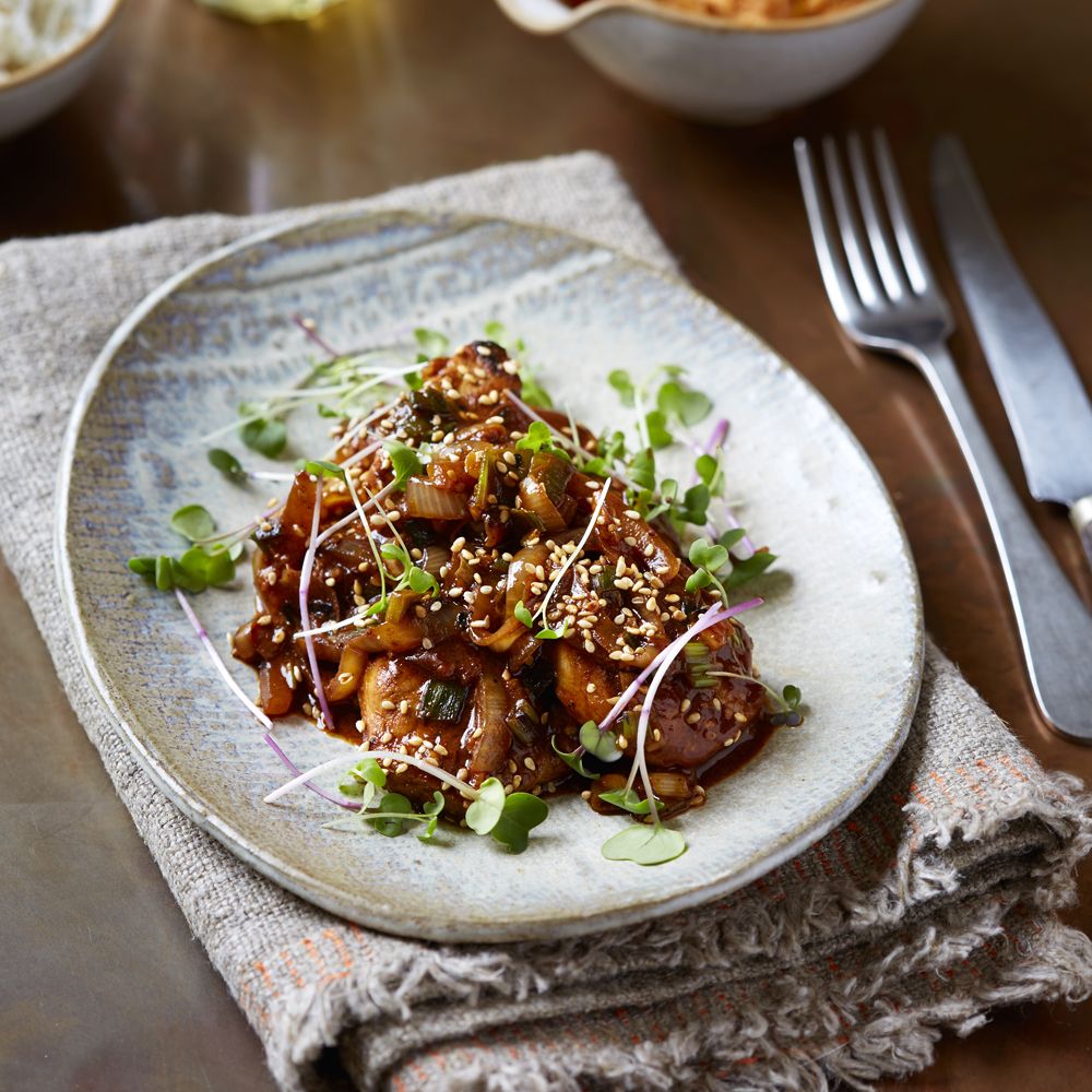 korean pork with pickled cauliflower