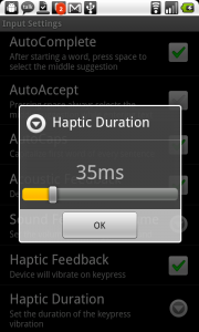 Swiftkey haptic feedback duration