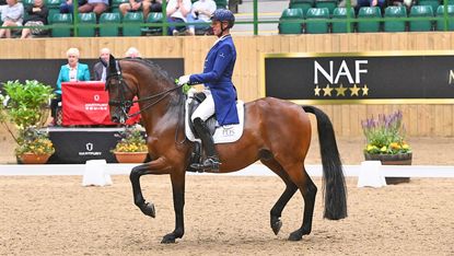 Carl Hester and Fame in the grand prix freestyle at Hartpury CDI3*.