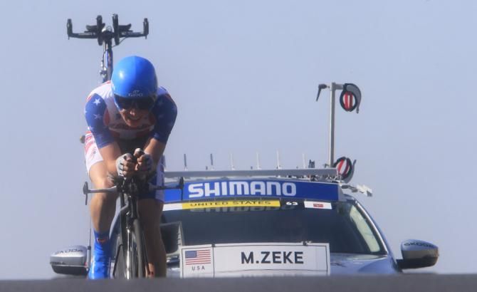 Zeke Mostov (USA) en route to a bronze medal in the junior men's time trial world championship