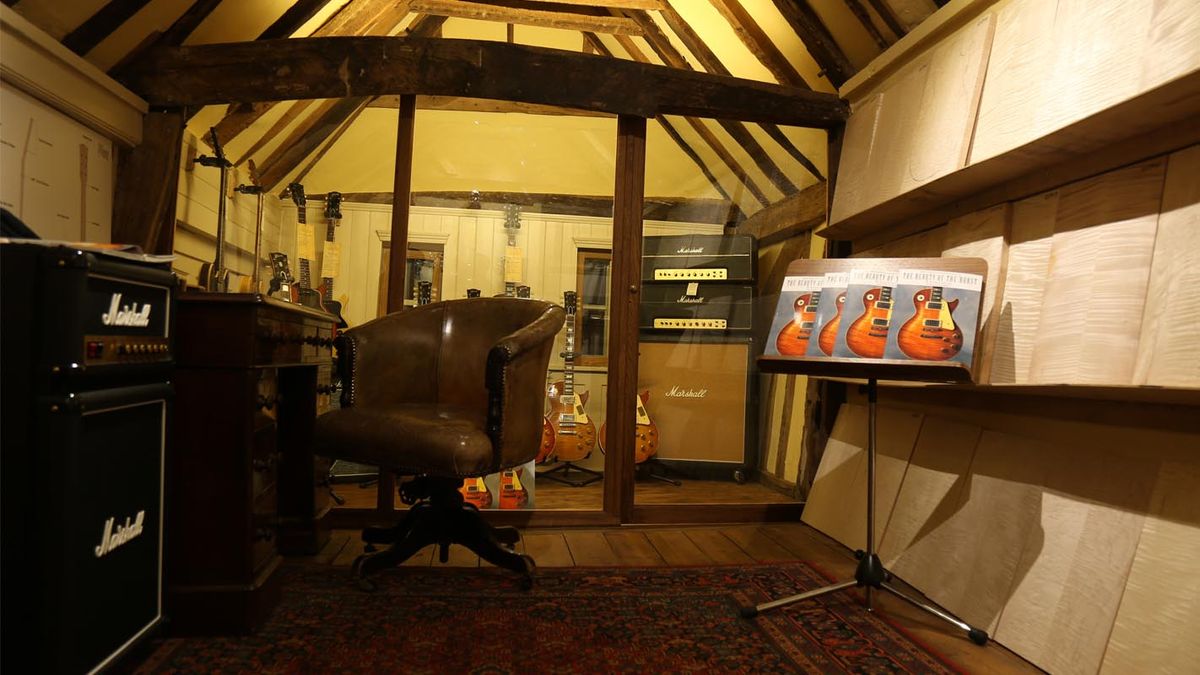 The testing room, complete with Marshall half-stack