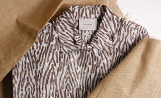 Balos zebra-print cotton-voile robe in brown and white