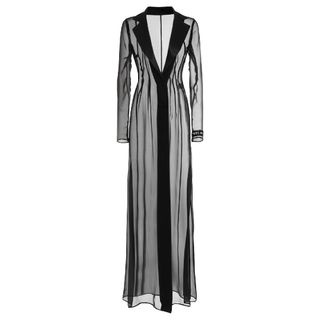 Vestido camisero largo de seda transparente de Dolce&Gabbana