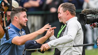 Alex Fitzpatrick congratulates Matt after his 2022 US Open win