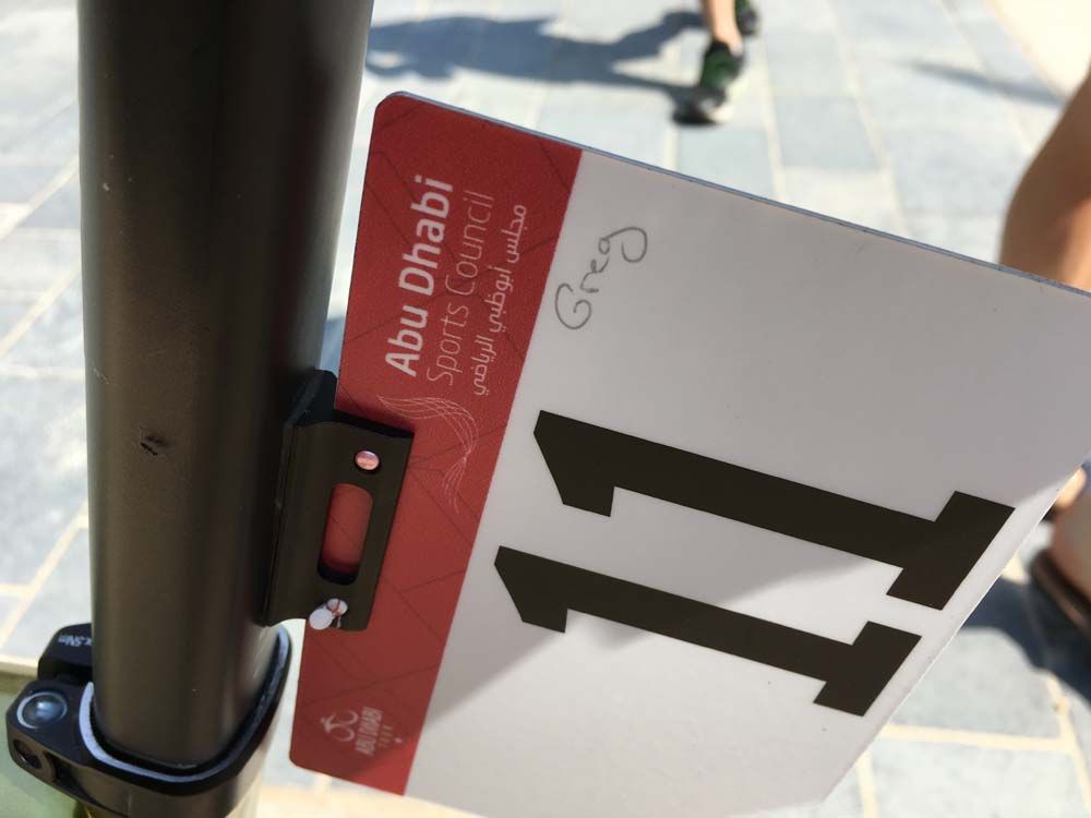Van Avermaet's race number for the Abu Dhabi Tour