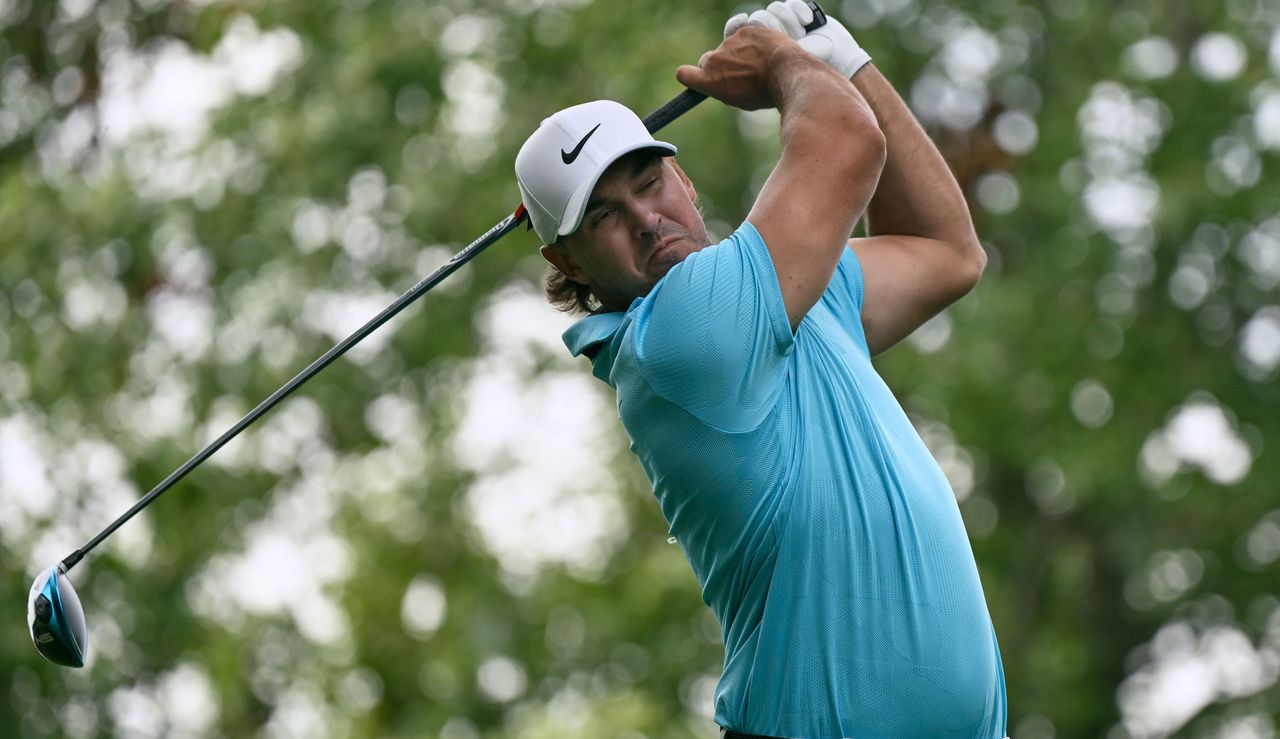 Brooks Koepka strikes his tee shot