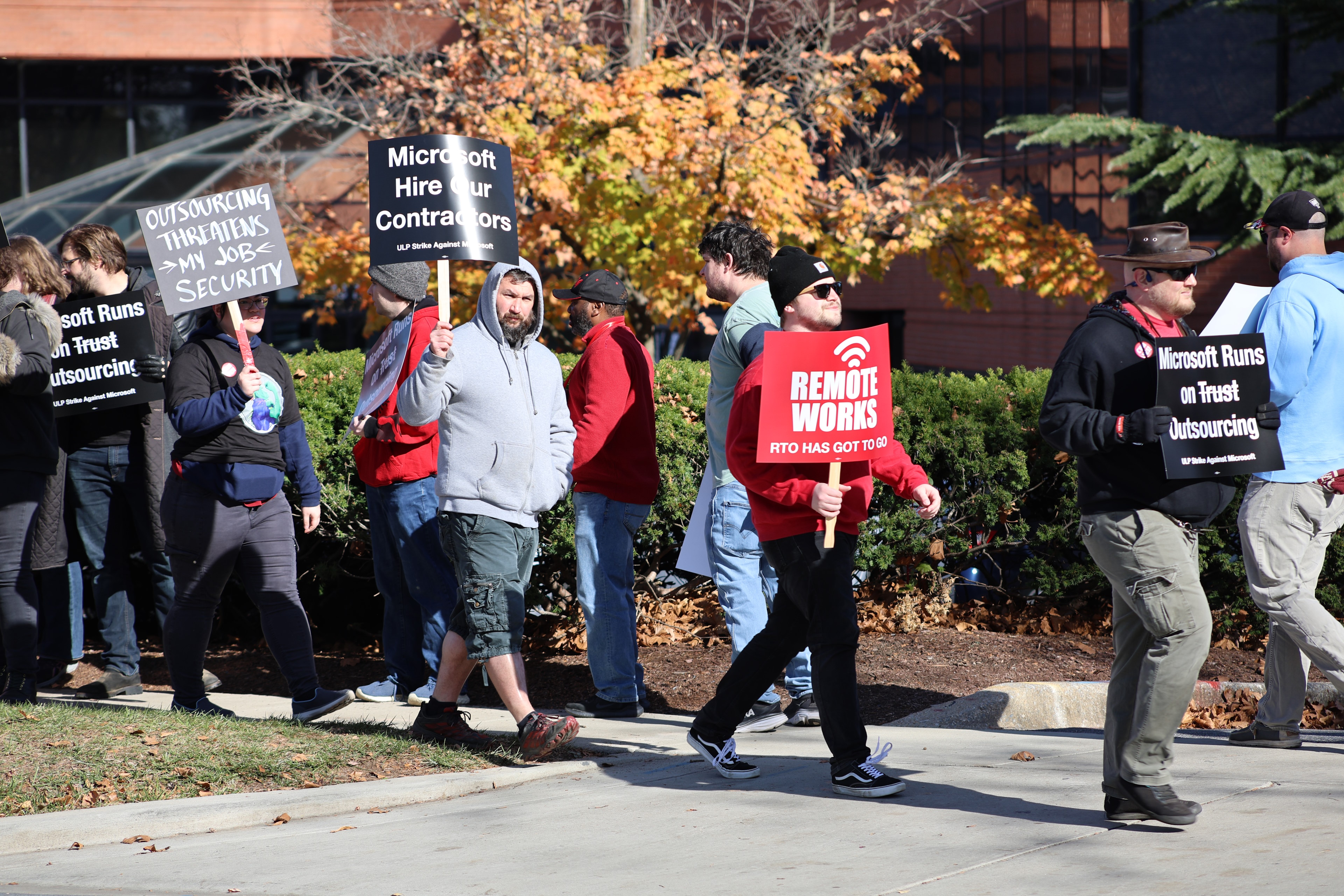 Image of striking ZeniMax Workers United employees at Rockville, Maryland - November 13, 2024