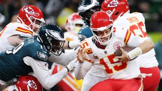 Patrick Mahomes is sacked at Super Bowl 59