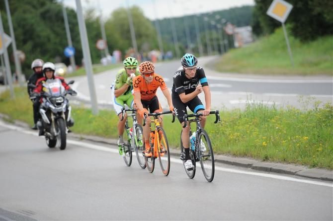 Matthias Krizek (Cannondale), Mateusz Taciak (CCC Polsat Polkowice) and Josh Edmondson (Team Sky)
