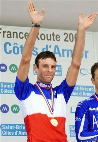 Jean-Christophe Peraud celebrates after taking the French TT title.
