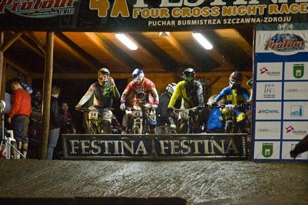 Racers all lined up at the start gate