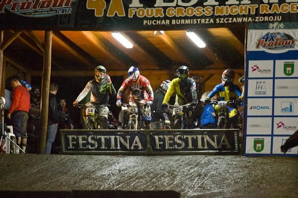 Racers all lined up at the start gate