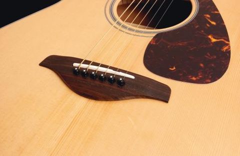 The large rosewood bridge should help the transference of string vibration to the top