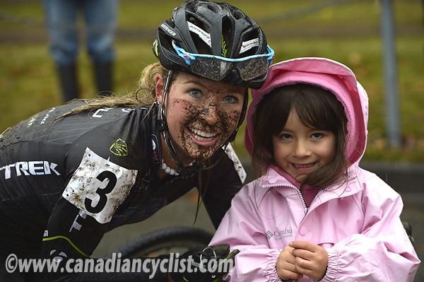 Emily Batty (Subaru-Trek) and a young fan.