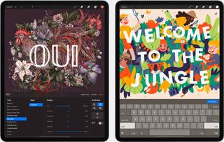 Examples of text written in Procreate's Text tool