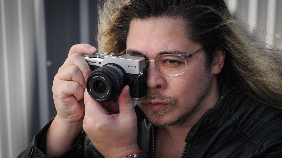 James Artaius shooting with the OM System PEN and the OM System M.Zuiko 14-42mm f/3.5-5.6 III in an urban setting