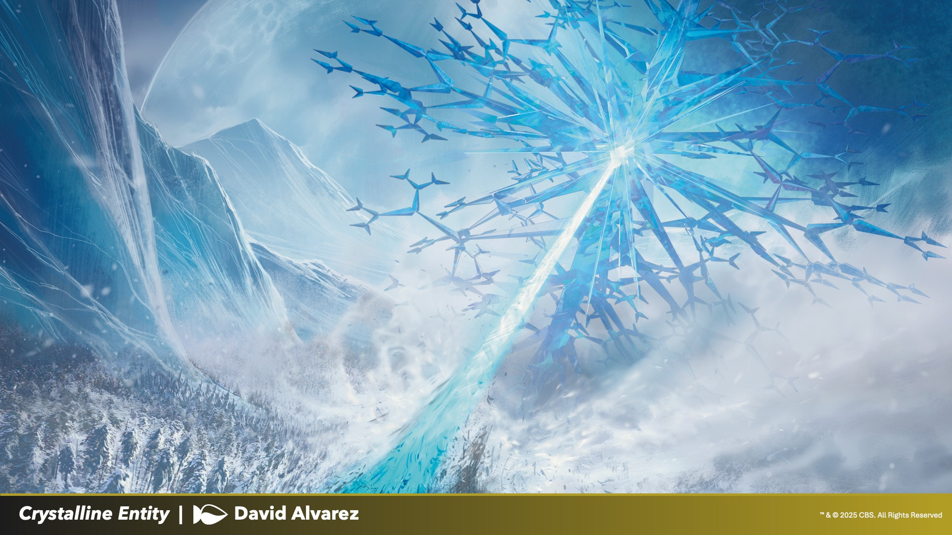 MTG Star Trek artwork featuring a crystalline force shooting a laser at a planet