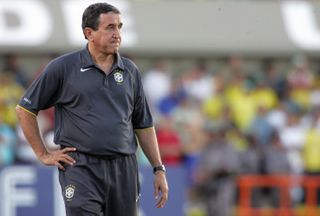 Brazil coach Carlos Alberto Parreira looks on during a game in March 2005.