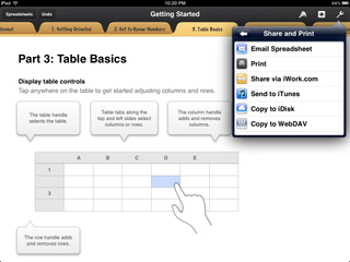 Sharing spreadsheets from Numbers for iPhone and iPad
