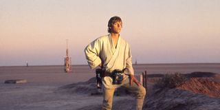 Mark Hamill as Luke Skywalker on Tattooine in Star Wars A New Hope