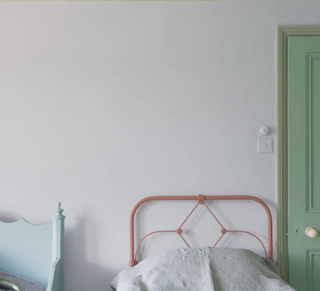 Farrow and Ball Calluna paint in a bedroom