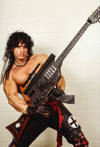 Kane Roberts with machine gun guitar