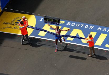 Meb Keflezighi is the first American man to win the Boston Marathon in three decades