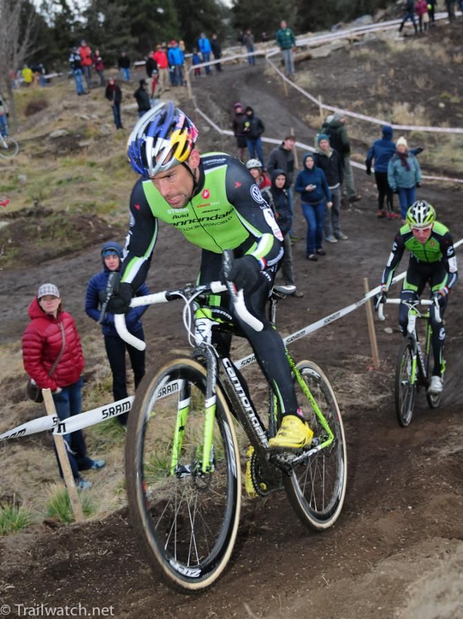 Tim Johnson (Cannondale) leading the race on lap three