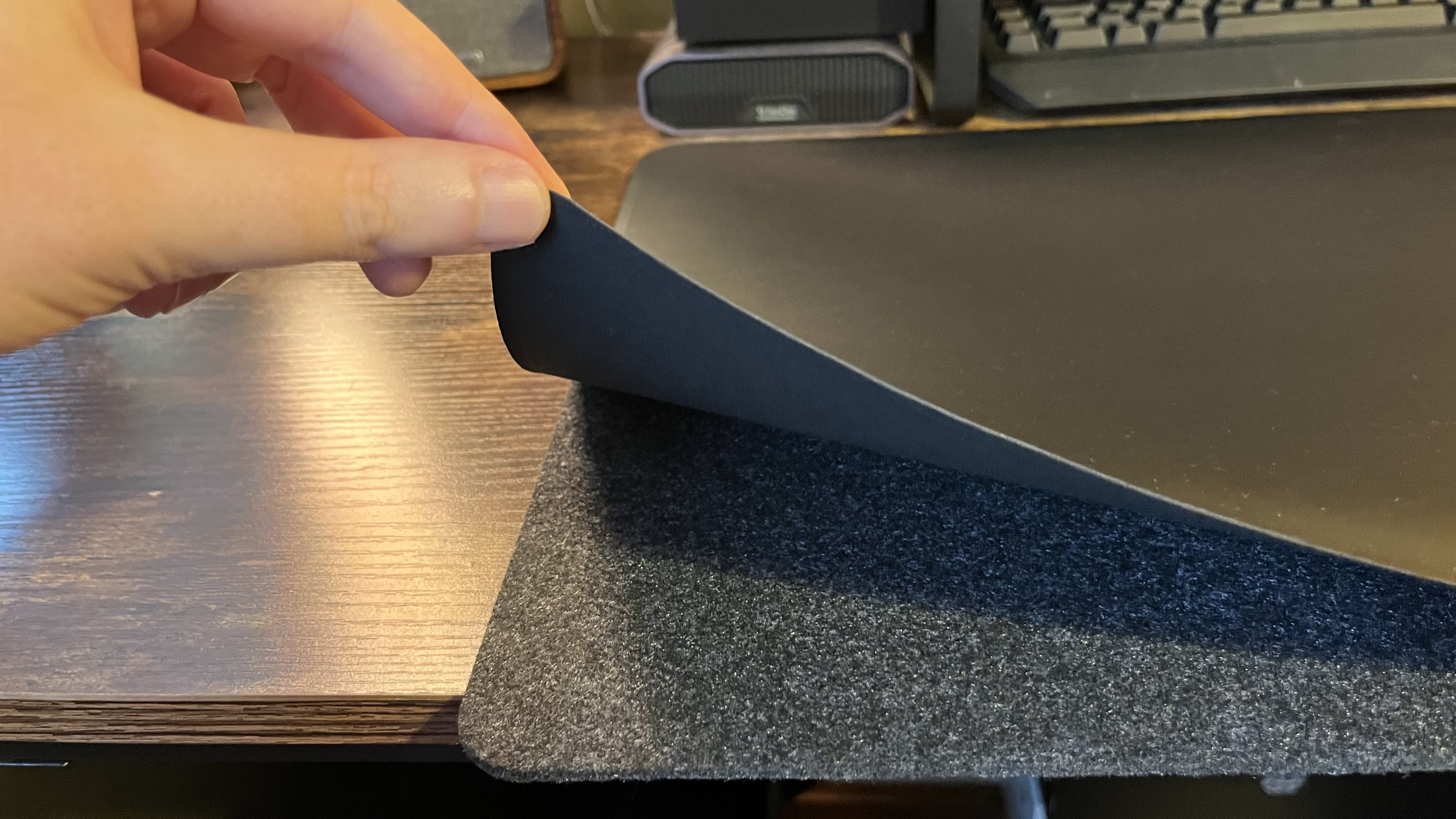 Journey ALTI LIFT desk mat on a wooden desk