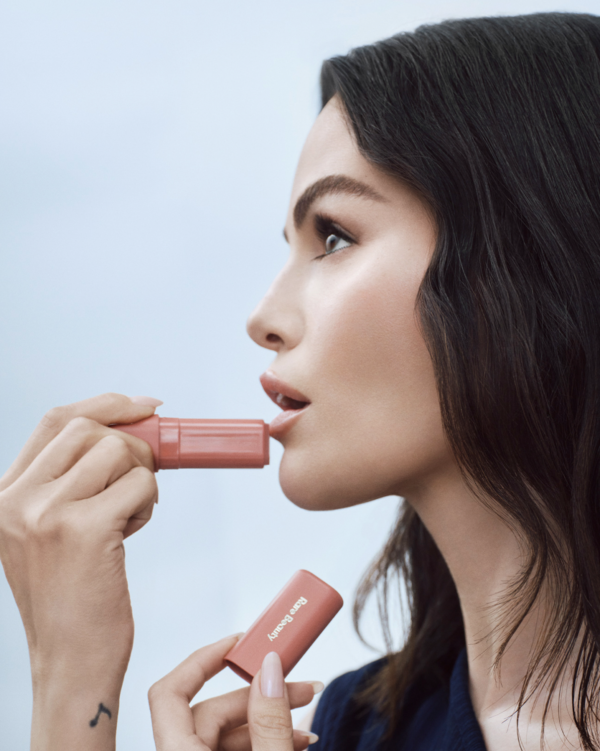selena gomez testing rare beauty products