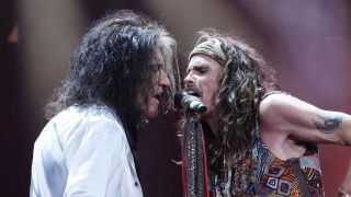 Joe Perry and Steven Tyler onstage