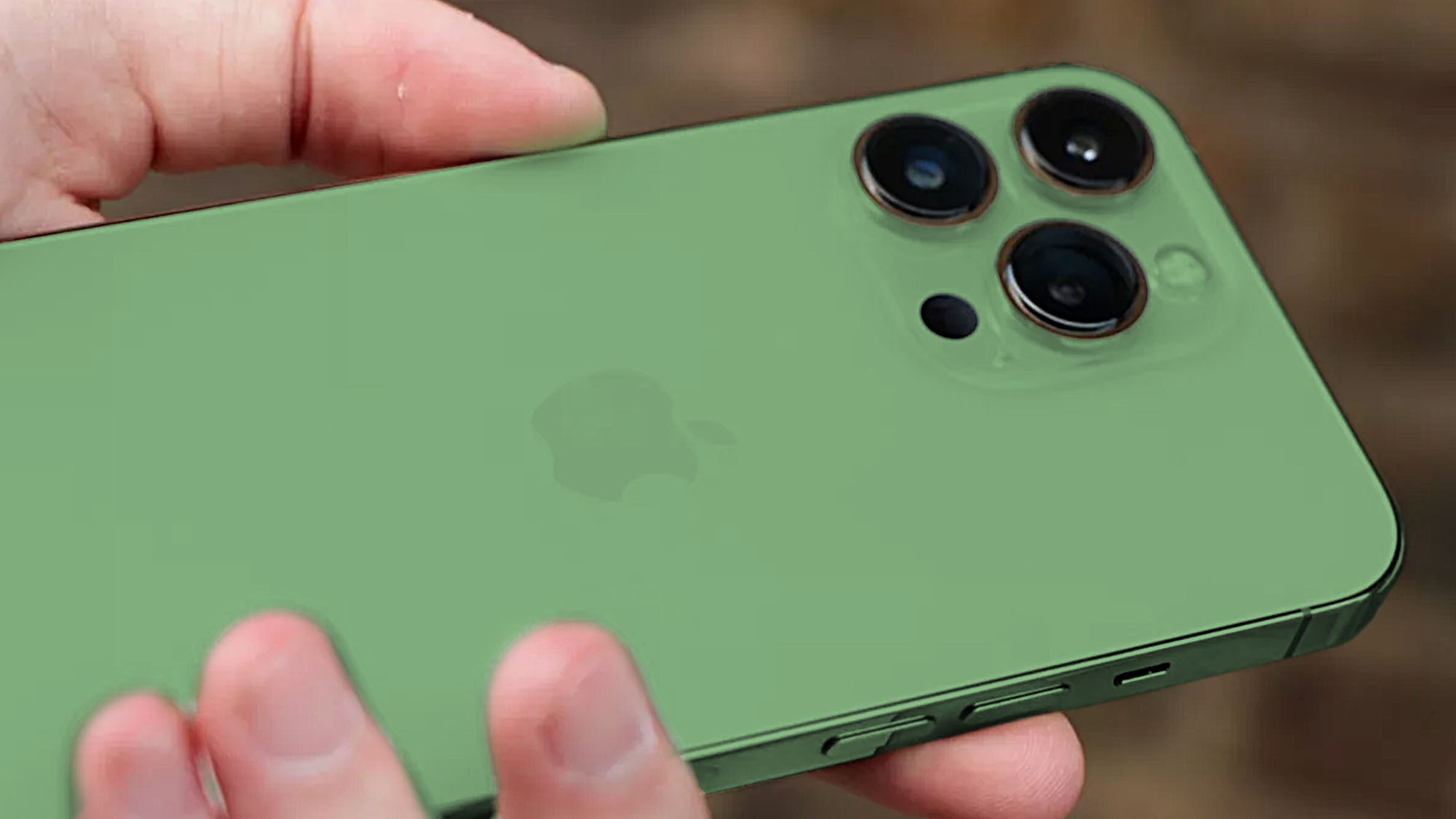 An iPhone 13 Pro photo edited to show a green shade