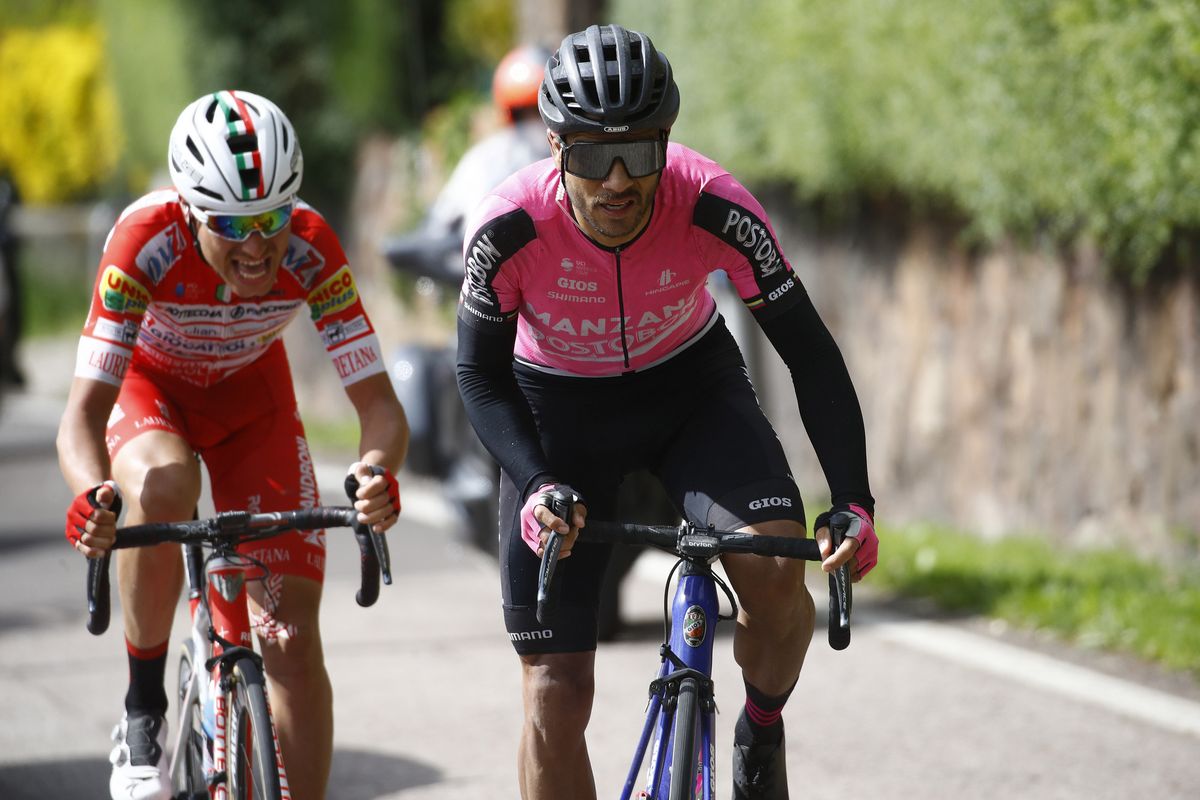 Carlos Quintero and Fausto Masnada on the attack