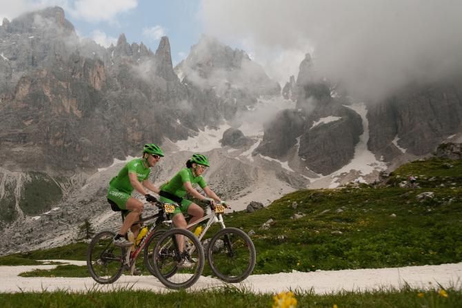 Two teammates out on course during stage 5 of the TransAlp