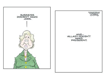 Political cartoon Hillary Clinton jobs economy