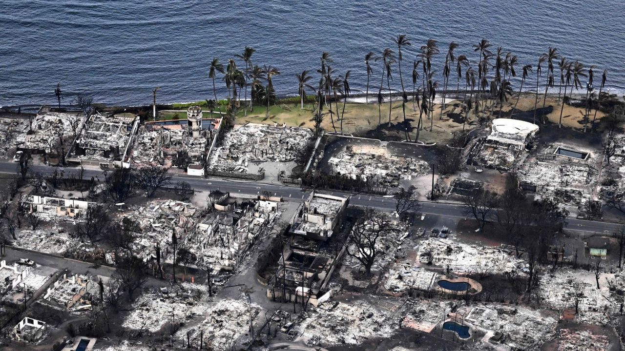 Destroyed homes and buildings burned to the ground in Lahaina