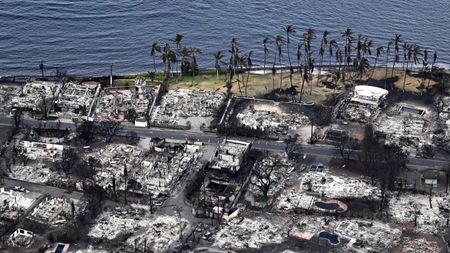 Destroyed homes and buildings burned to the ground in Lahaina