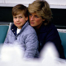 Prince William At Guards Polo Club Being Comforted By His Mother, Princess Diana.