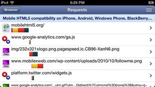 HttpWatch uses a Web View to analyse data traffic and give you information about performance measurement directly on an iOS device