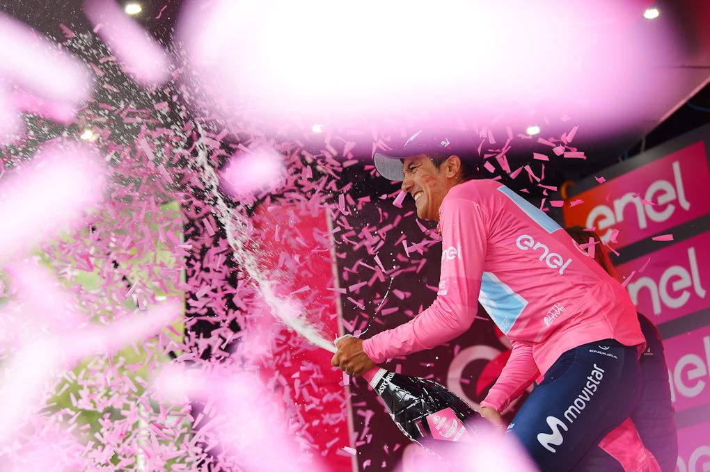 Richard Carapaz celebrates his big day at the Giro