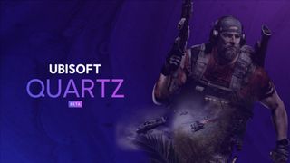 Ubisoft Quartz branding poster showing the platform's logo and a Ghost Recon character