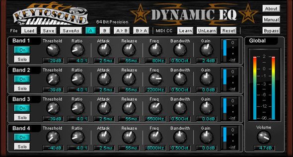 You can target problem frequencies with the Dynamic EQ.