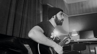 Josh recording guitar