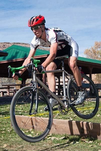 Skyler Trujillo hops a barrier.