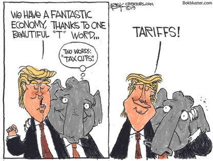 Political Cartoon U.S. Tariffs Trump tax cuts democrats GOP