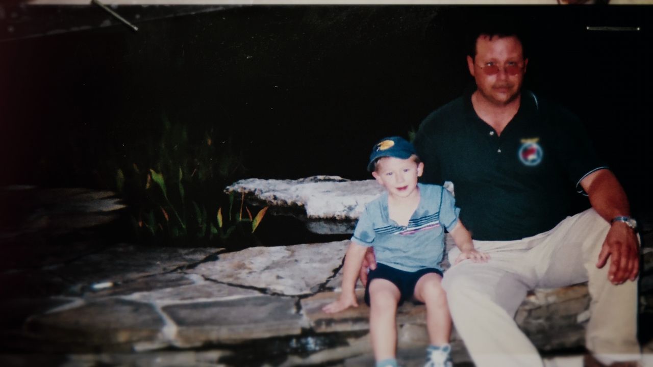 Burt Templet with his then-young son Anthony as shown in I Just Killed my Dad on Netflix