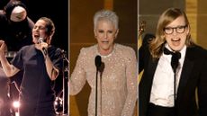 Comp image of Oscars 2023 highlights - including Lady Gaga's performance, Jamie Lee Curtis and Sarah Polley winning an awards