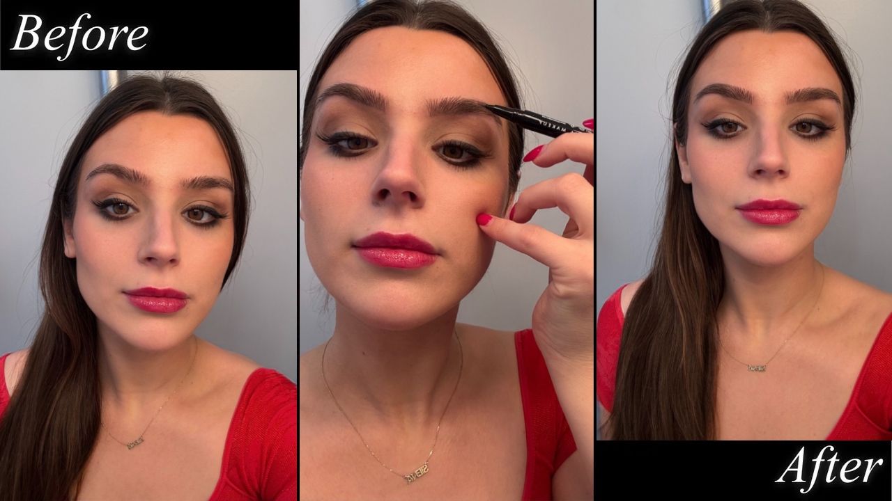 Siena Gagliano using an eyebrow pen